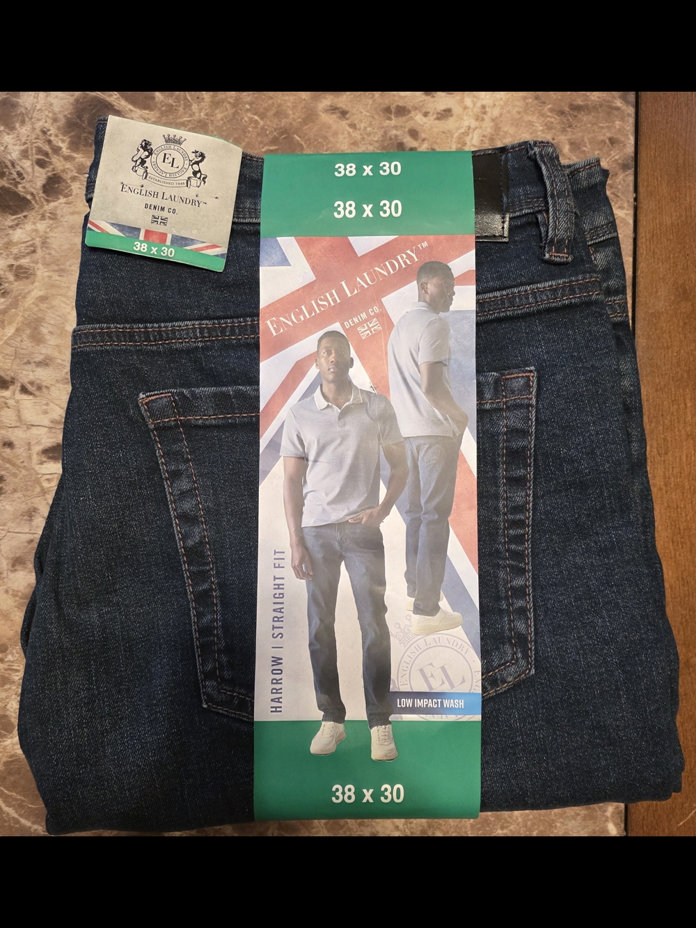 English Laundry Men's Straight Fit Jeans in Dark Indigo